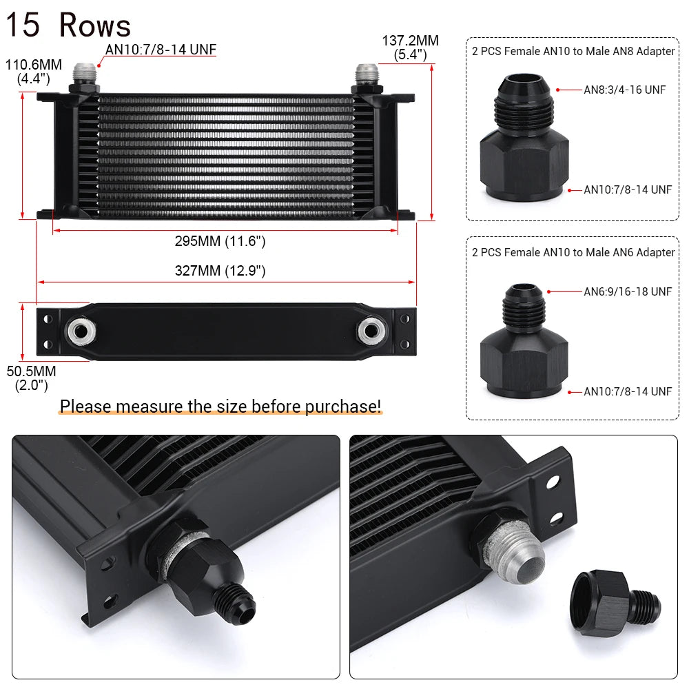AN10 Aluminum Radiator 7/10/13/16/19/25/30 Rows British Type Car Engine Oil Cooler Cooling Radiator Replacement Universal Cooler