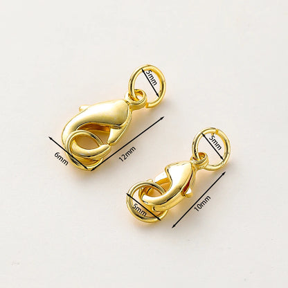 10Pcs 14K/18K Gold Color Plated Lobster Clasps With Open Jump Rings End Connectors DIY Findings Set for Bracelet Jewelry Making