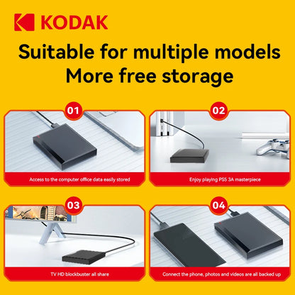 Kodak P190 Portable External Hard Drive 5Gbps 500GB 1T 2T USB3.0 Lightweight PHDD for PC Tablets PS5 XBOX Laptop Desktop