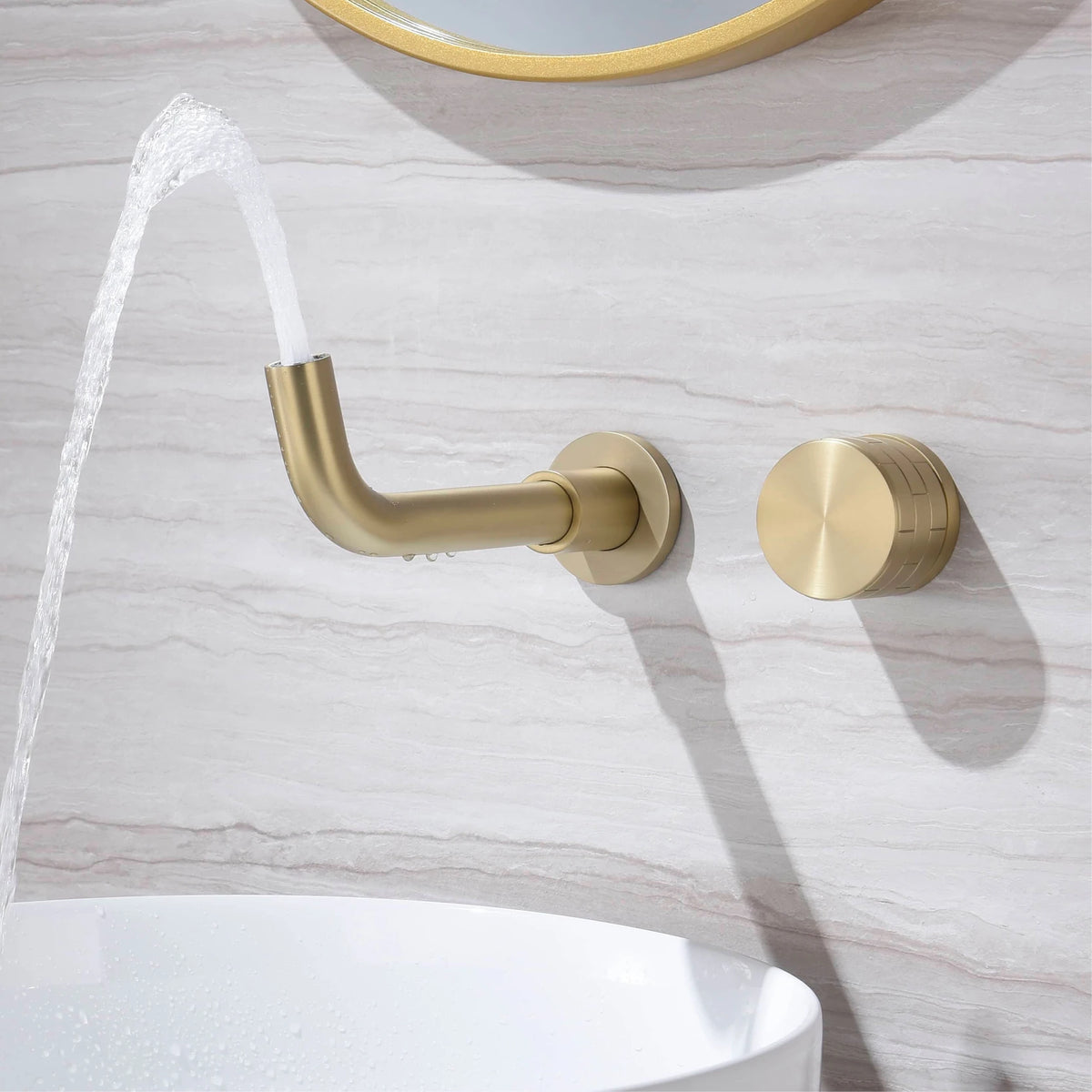 Luxury Black Brass Bathroom Faucet with Wall Mounted Design, Single Handle, 2-Hole Cold and Hot Dual Control Hidden Basin Faucet