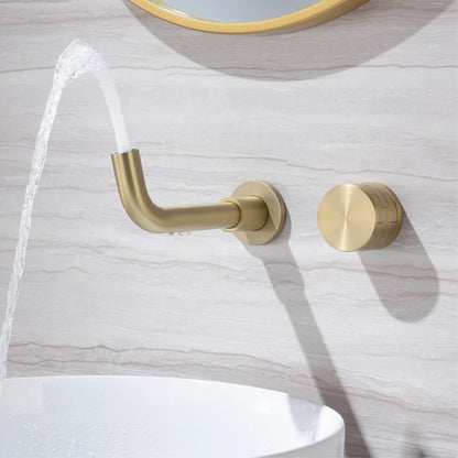 Luxury Black Brass Bathroom Faucet with Wall Mounted Design, Single Handle, 2-Hole Cold and Hot Dual Control Hidden Basin Faucet