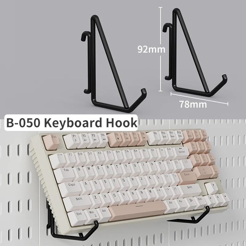 No-Drill Gaming Room Pegboard, Wall Organizer for Controller, Headphone & Keyboard Stand, Multi-Functional Display Storage Rack