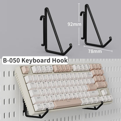 No-Drill Gaming Room Pegboard, Wall Organizer for Controller, Headphone & Keyboard Stand, Multi-Functional Display Storage Rack