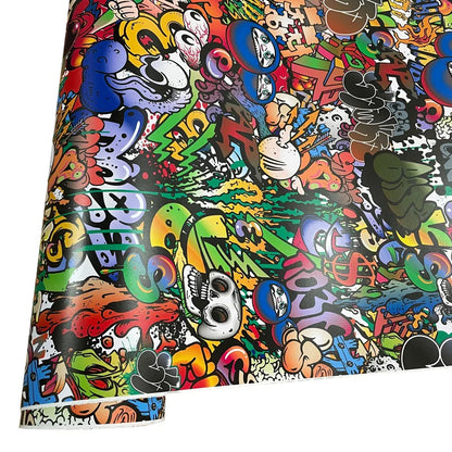 Premium Graffiti Skull Sticker Vinyl Wrap Film Roll Self Adhesive Decal Car Wrapping Foil with Air Release Bubble