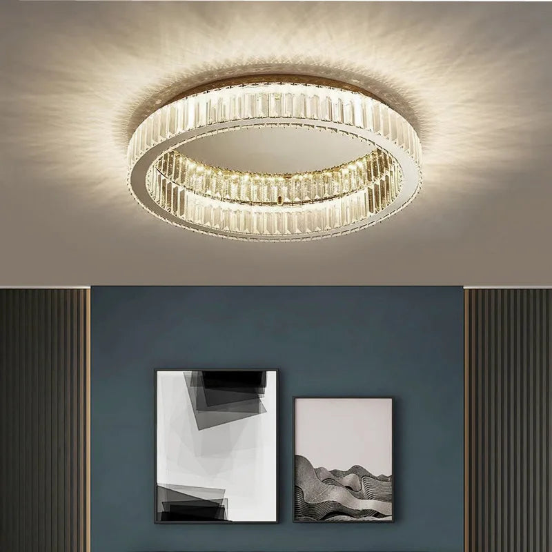 Crystal modern simple circular home ceiling light Italian style light luxury living room study bedroom home decoration lighting