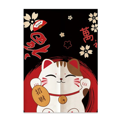 VIKAMA Japanese Linen Door Curtain Noren Half Curtain for Kitchen Bedroom Entrance Décor Customizable Mount Fuji Waves Partition