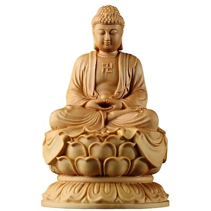 Cypress Wood Carving sitting Statue, The Buddha Buddha's Home Furnishings, Automobile Buddha Statue