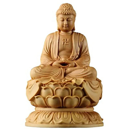 Cypress Wood Carving sitting Statue, The Buddha Buddha's Home Furnishings, Automobile Buddha Statue