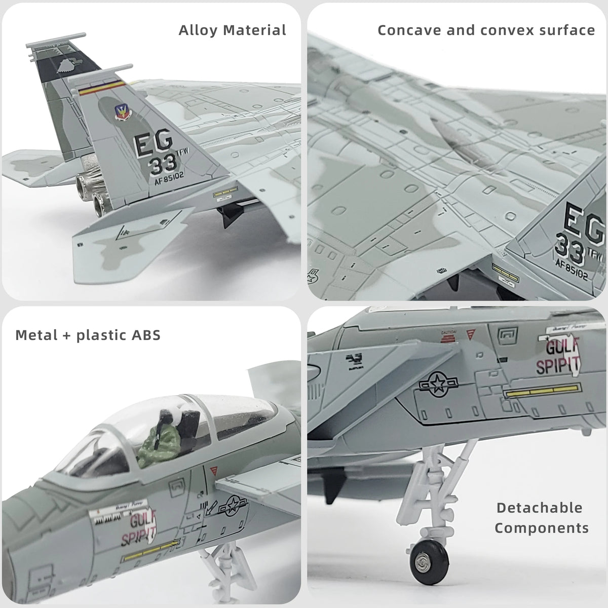 NUOTIE 1/100 F-15C Eagle Metal Airplane Model Kits with Stand Gulf Spirit Diecast Alloy Fighter Model