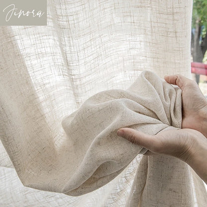 Cotton and Linen Texture Translucent Curtains for Bedroom Living Room with UV Protection Sheer Curtain Window Screen Yarn Custom