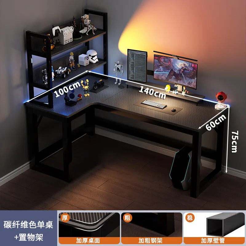 Modern Corner Computer Desk L-shaped Desktop Home E-sports Table Game Desk Bookshelf Bedroom Study Table Office Desk Chair