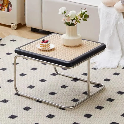 Nordic Rattan Combination Coffee Sofa Table Set Stainless Steel Solid Wood Glass Combination Modern Simple Style Wood Tables