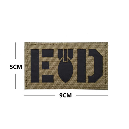Outdoor Bag Accessories EOD English Pattern Embroidery + Reflective PVC Armband Morale Backpack Hook and Loop Patch