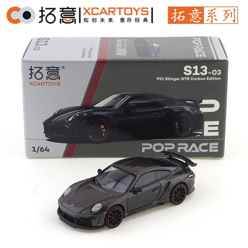 XCARTOYS POP RACE 1/64 Porsche 992 Stinger GTR SINGER 964 SINGER DLS Turbo Study RWB 997 Cars Alloy Diecast Model Kids Toys Boys