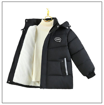 Boys Thickened Jacket Children's Padded Coat Winter Warm Casual Outerwear Kids Hooded Zip-Up Parkas Autumn Fashion Cotton Clothe