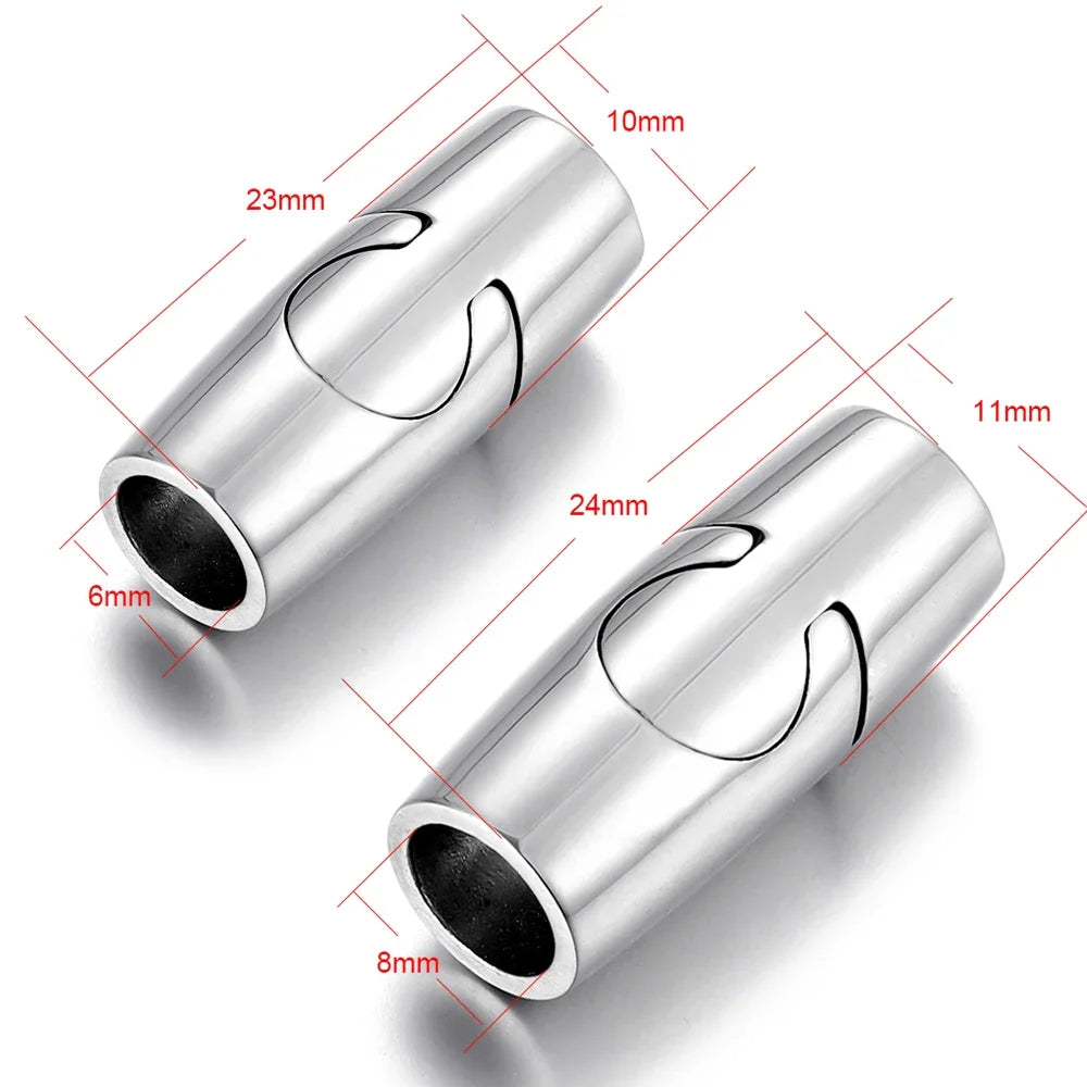 Stainless Steel Magnetic Clasp Hole 6mm 8mm Leather Cord Clasps Magnet Lace Buckle DIY Jewelry Making Bracelet Supplies