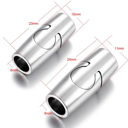 Stainless Steel Magnetic Clasp Hole 6mm 8mm Leather Cord Clasps Magnet Lace Buckle DIY Jewelry Making Bracelet Supplies