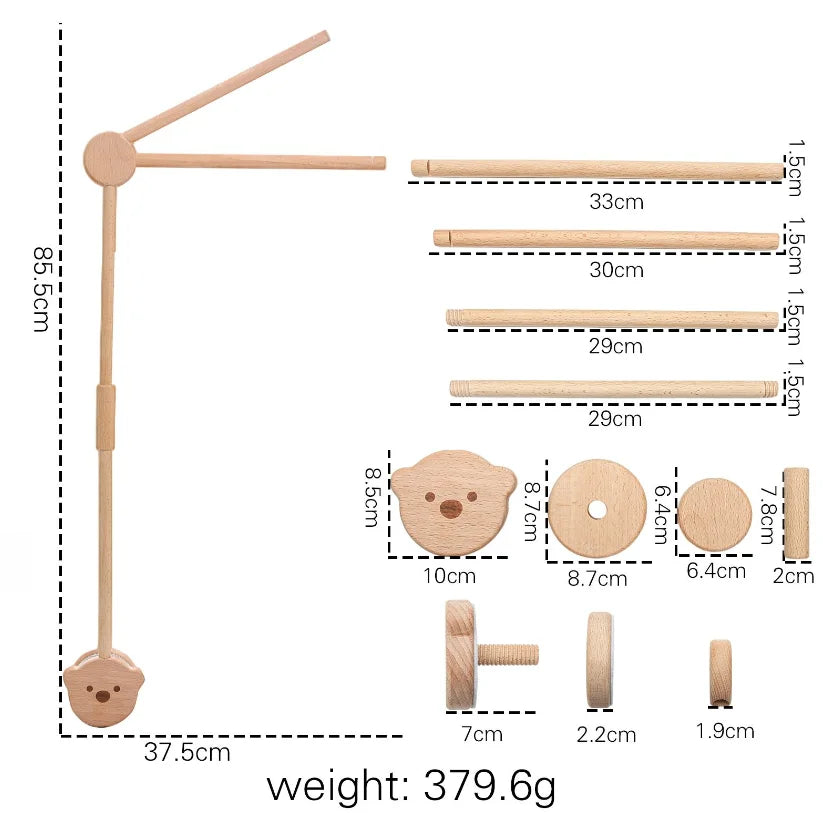 Let's Make Baby Rattle Toy 0-12 Months Wooden Mobile Newborn Music Box Bed Bell Hanging Toys Holder Bracket Infant Crib Toy Gift
