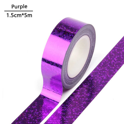 Shiny Laser Masking Washi Tape Decorative Firm Adhesive Tape DIY Scrapbooking Colorful Sticker Label Stationery