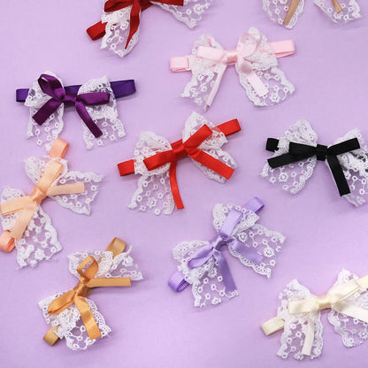 50/100PCS Adjustable Lace Dog Bow Tie Collar for Small Dogs Bowties Cats Necklace Cute Satin Pet Neckwear Pet Accessories Bulk