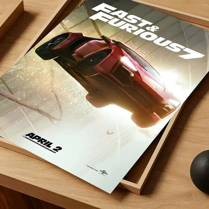 Movie Fast & Furious Poster Self-adhesive Art Waterproof Paper Sticker Coffee House Bar Room Wall Decor