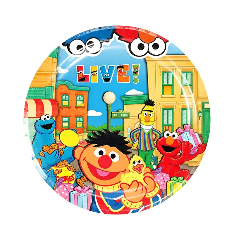 Birthday Party Decoration Set Supplies Cartoon Sesame Streets Birthday Party Supplies Tableware Balloon Cake Topper Banner Plate
