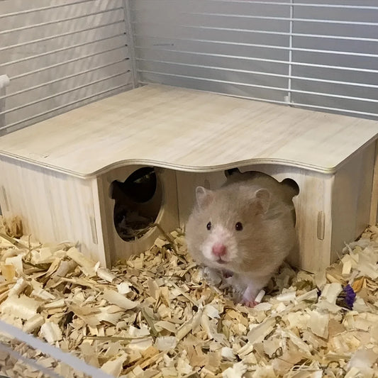 1 Piece of Accessory, Color and Style Are Shipped Randomly, Hamster Swing Seesaw Small Nest, Solid Wood Small House, Hamster Sleeping Nest, Golden Hamster Villa Toy Supplies