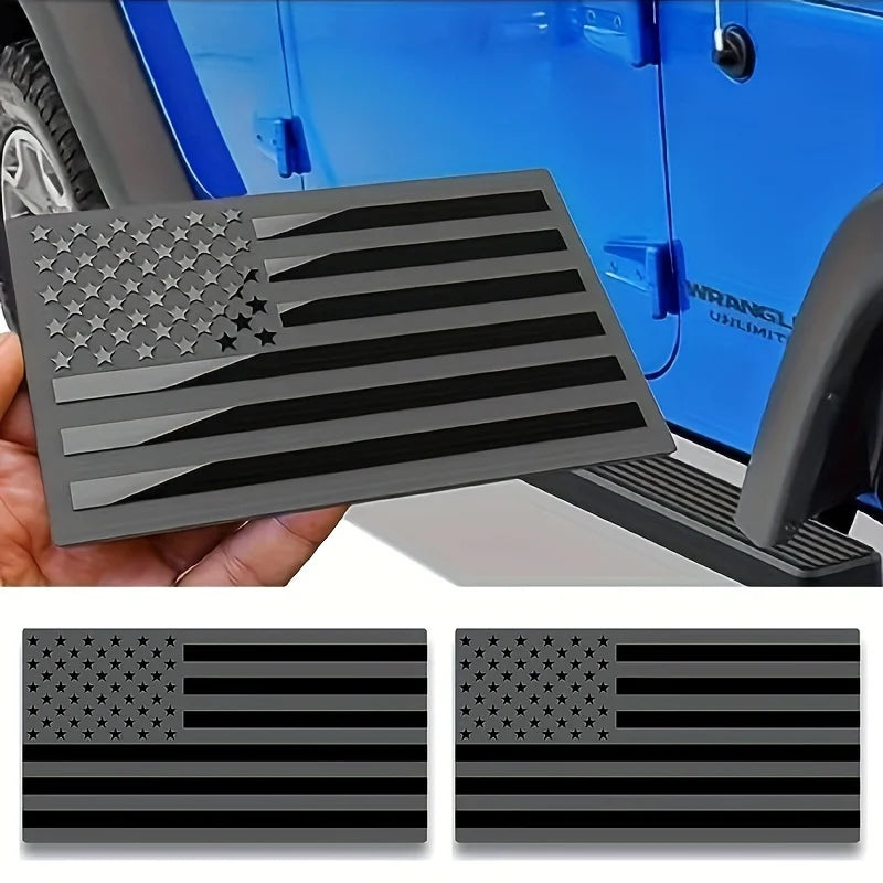 2pcs Black American Flag USA Sticker Decal for Car 3D US American Flag Emblem Decals for Trucks 5' X 3' for Car Motorcycle