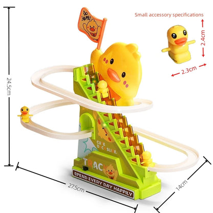 Stair Climbing Ducks Flashing Lights and Music Duck Roller Coaster Toy Interactive Escalator Toy Parent Child Interactive Toys