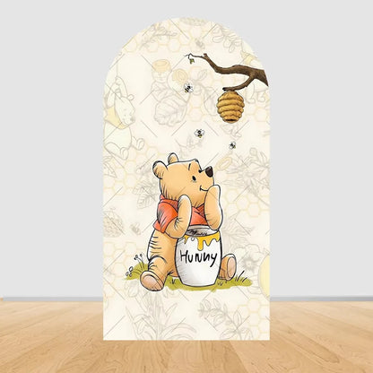 Winnie the Pooh Themed Arched Backdrop Cover Children's Birthday Party Supplies Baby Shower Arrangement Double Sided Printing