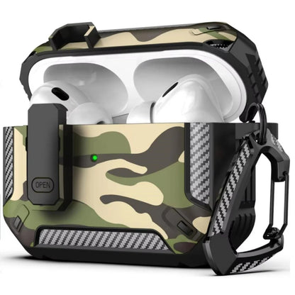 for AirPods Pro 3 Camo Green Case Cover with Lock for Men Military Rugged Full Body Shockproof Protective Case for AirPods Pro 3