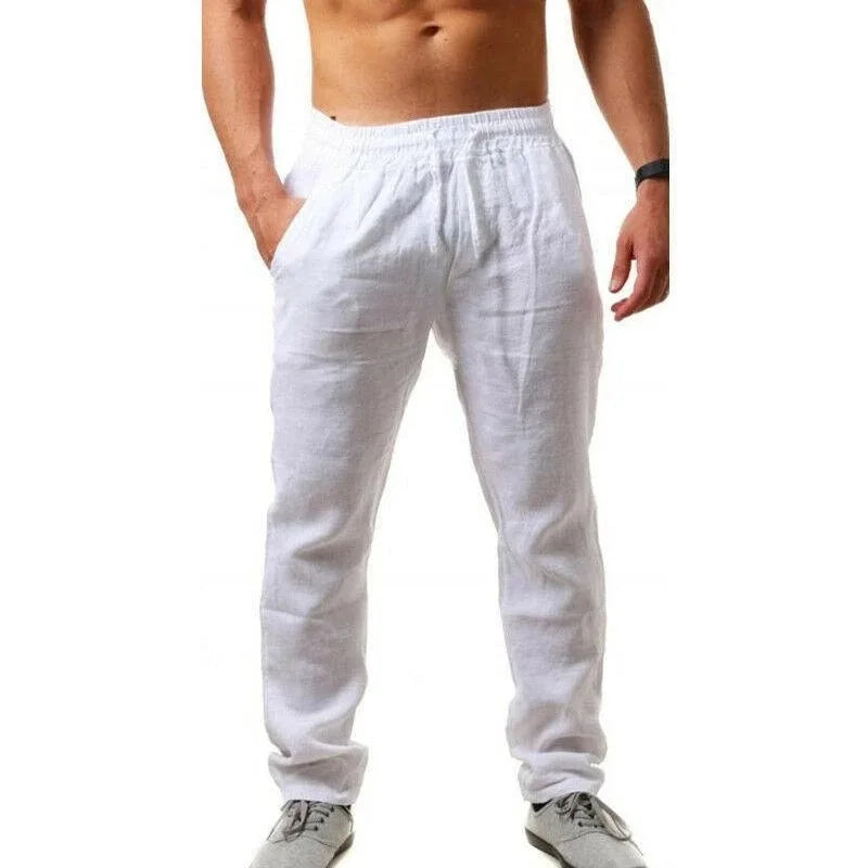 Autumn  Winter New 9 Colors Men's Solid Color Cotton Linen Pants Autumn Streetwear Fashion Casual Solid Color Loose Trousers