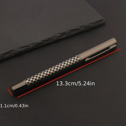 Luxury High Quality Metal Rollerball Pen Gun gray grid chessboard Trim Stationery Office school supplies Writing Ball Pens