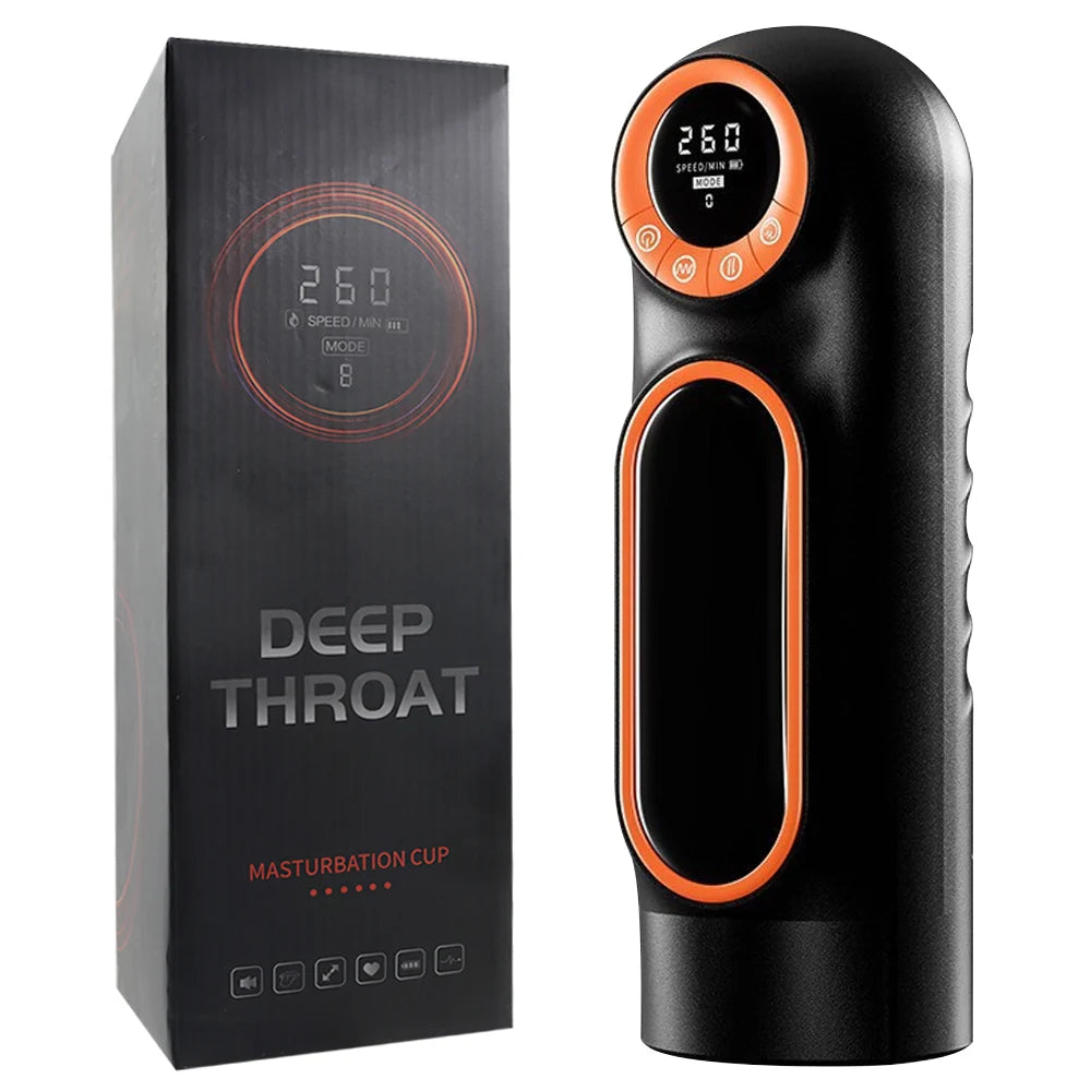 Electric Telescopic Sucking Vibration LCD With Hands-free Penis Exercise Device Male Masturbation Plane Cup Adult Products