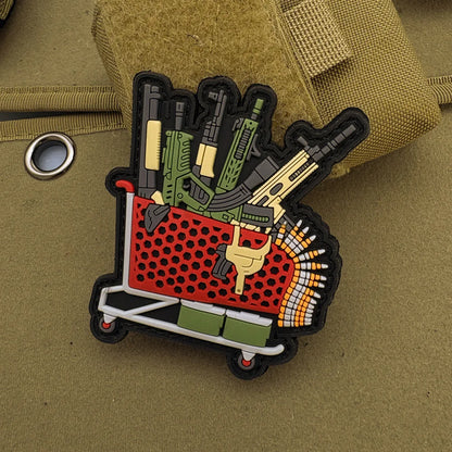Tactical Machine Gun Ammunition Morale Badge Military Patch 3D PVC Hook and Loop Patches Armband Clothes Backpack Sticker