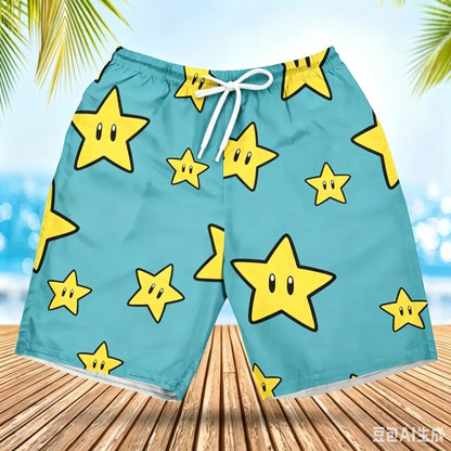 Summer Men's Women's Quick-Drying Beach Shorts Luigi Yoshi Printed Shorts for Beach Swimming Pools Gyms and Outdoor Sport