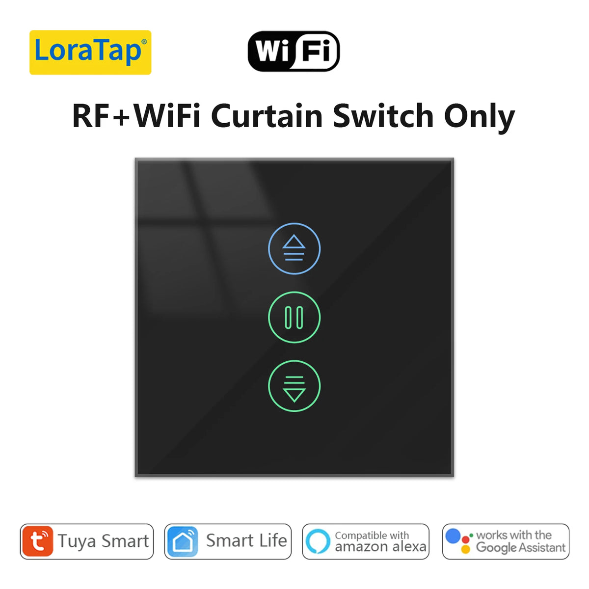 Tuya Black Curtain Roller Shutter Blinds Switch Smart Life App Percentage Progress Remote Control Google Assistant Alexa