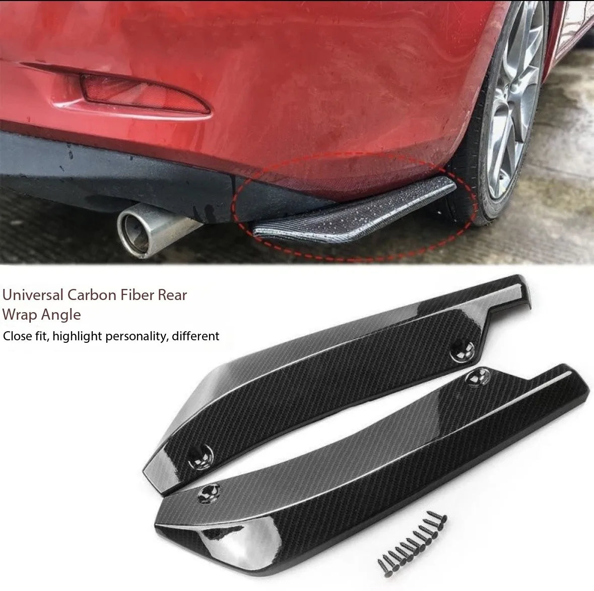 Universal Car Front Rear Bumper Strip Lip Spoiler Diffuser Splitter Scratch Protector Carbon Fiber Winglets Side Skirt Extension
