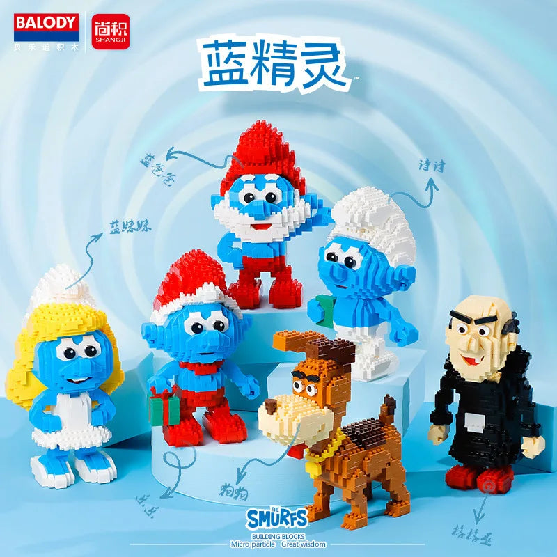 Out of print BALODY Garfield Mini Blocks SpongeBob Smurfs Figures Collection Building Toy DIY Bricks for Kids Present Toy Gift