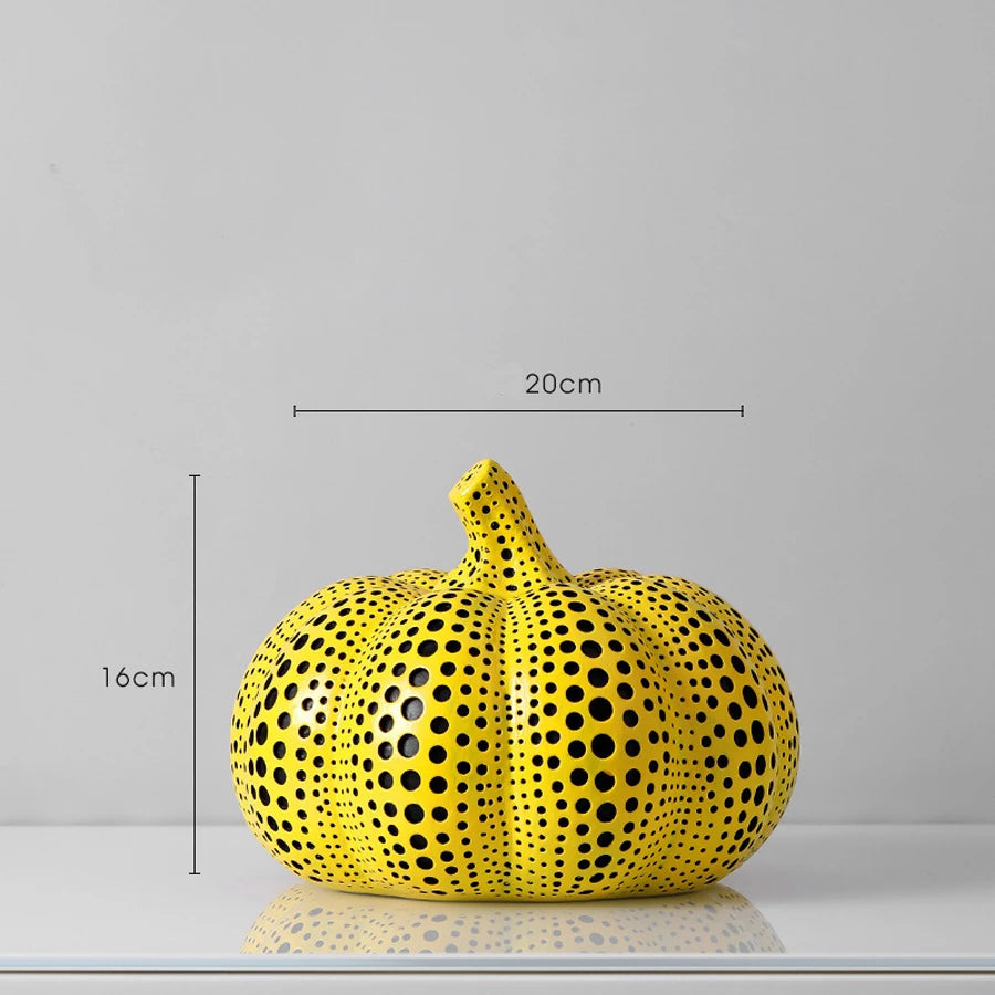 Yellow Wave Point Arts Crafts Funny Animal Owl Pumpkin Bird Statues Ornament Home Room Sculpture Desktop Decoration Figurines