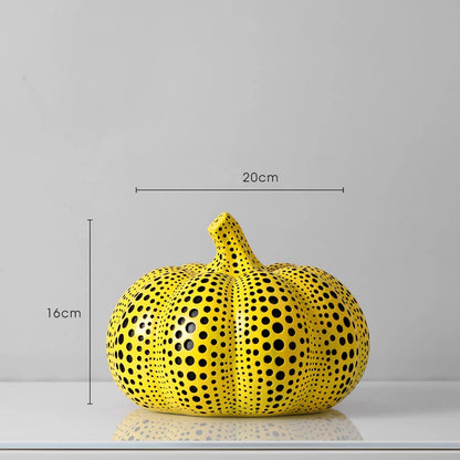 Yellow Wave Point Arts Crafts Funny Animal Owl Pumpkin Bird Statues Ornament Home Room Sculpture Desktop Decoration Figurines