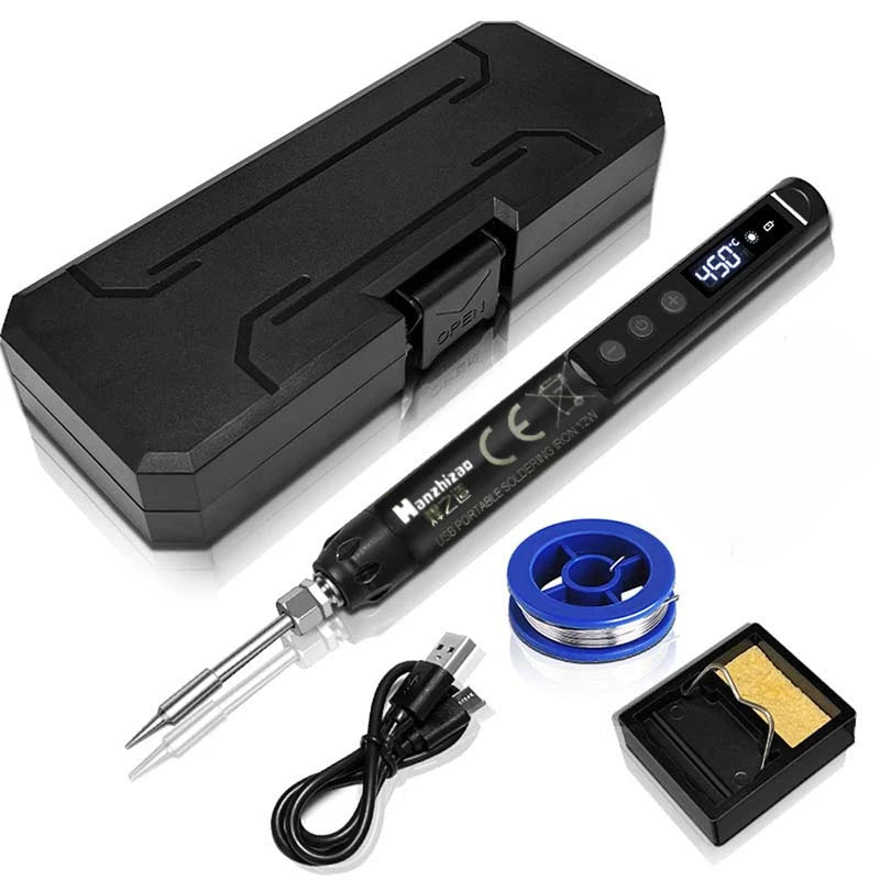 USB Digital Display Soldering Iron Type C Interface Mini Soldering Iron Set 260-420 ℃ Five Temperature Switching