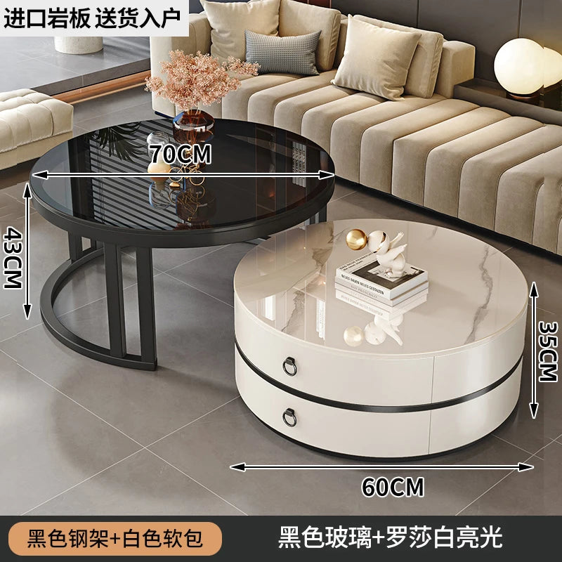 European Elegant Coffee Tables Multifunction Trendy Modern Minimalist Coffee Tables With Drawers Storage Mesa Centro Furniture