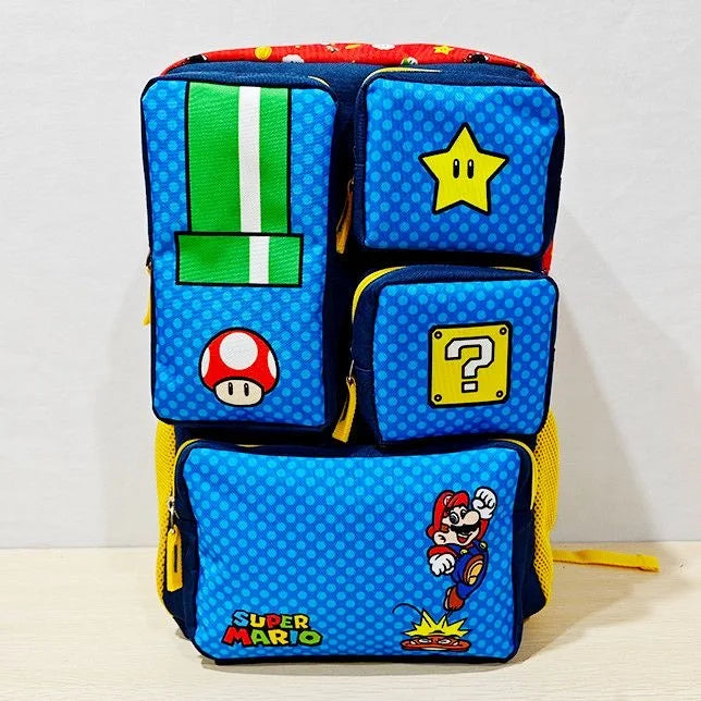 Cartoon Mario Backpack Cute Kids Large-Capacity Schoolbag Travel Multi Pocket Storage Student Birthday Gifts