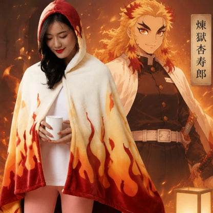 Kawaii Demon Slayer Blanket Plaid Kimetsu No Yaiba Cutecore Cosplay Essentials Pajama Bathrobe Flannel Shinobu Nezuko Collection