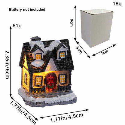 Christmas Ornament Village Houses LED Light Collectible Figurines Snow Blanket Desktop Decoration Town Scene Xmas New Year Gift