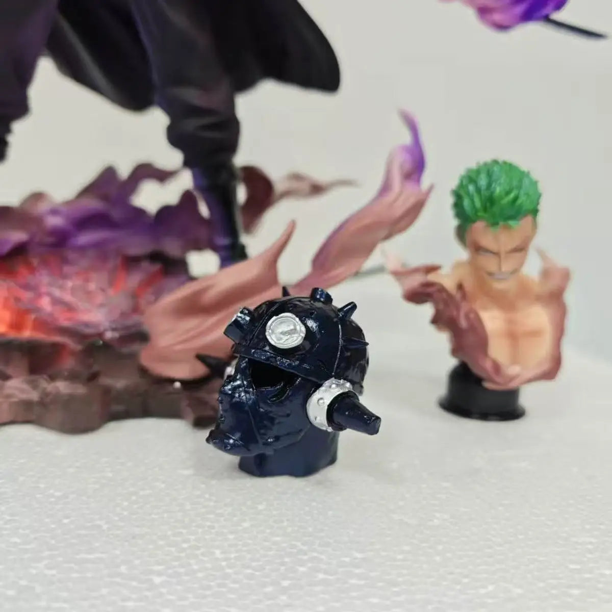 28cm/11.02inch One Piece Zoro Figure Led Base Replace Heads Roronoa Zoro Pvc Action Figures Collection Model Toys Gifts