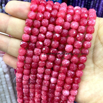 Natural Stone 7-8MM Faceted Square Lapis Lazuli Loose Cube Spacer Beads for Jewelry Making Diy Earrings Bracelets Accessories
