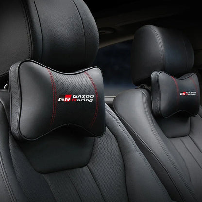 PU Leather Car Headrest Pillow Seatbelt Shoulder Pad For Toyota GR Sport GAZOO RACING Yaris Hil Corolla Car Accessories