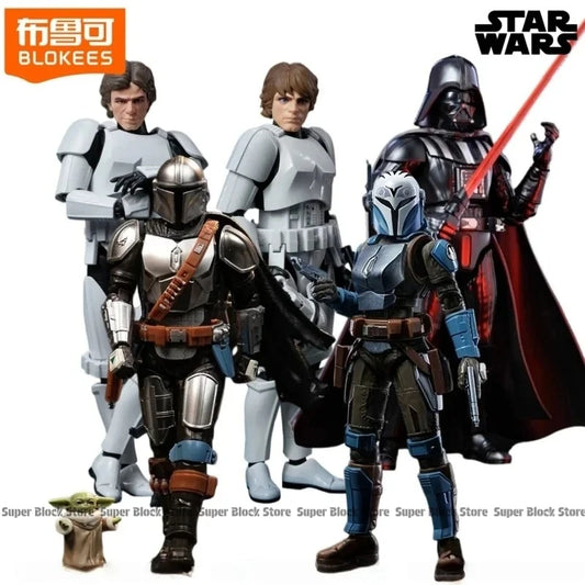 BLOKEES Building Block Man Star Wars Beyond Edition The Mandalorian and Grogu Din Djarin Assembly Model Collect Toy Ornament